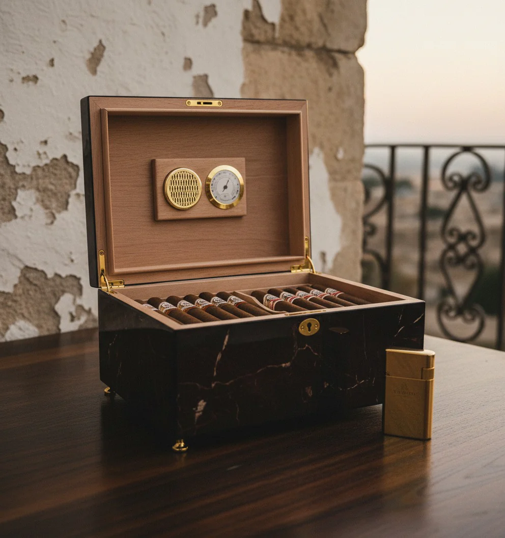 El Septimo Red Marble Humidor - Trilogy Collection - Image 8